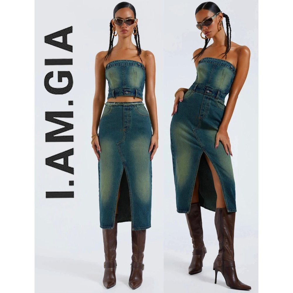 💥SMOKING HOT💥Y2K Flare 2- in-1 Convertible Zip Off Corset Denim Dress